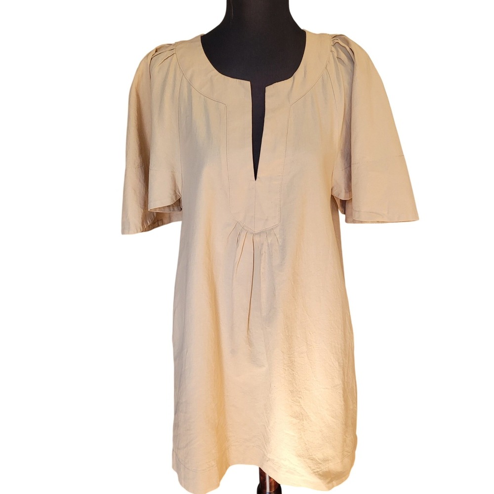 Pomander Place Cream Mini Dress with Notch Neck